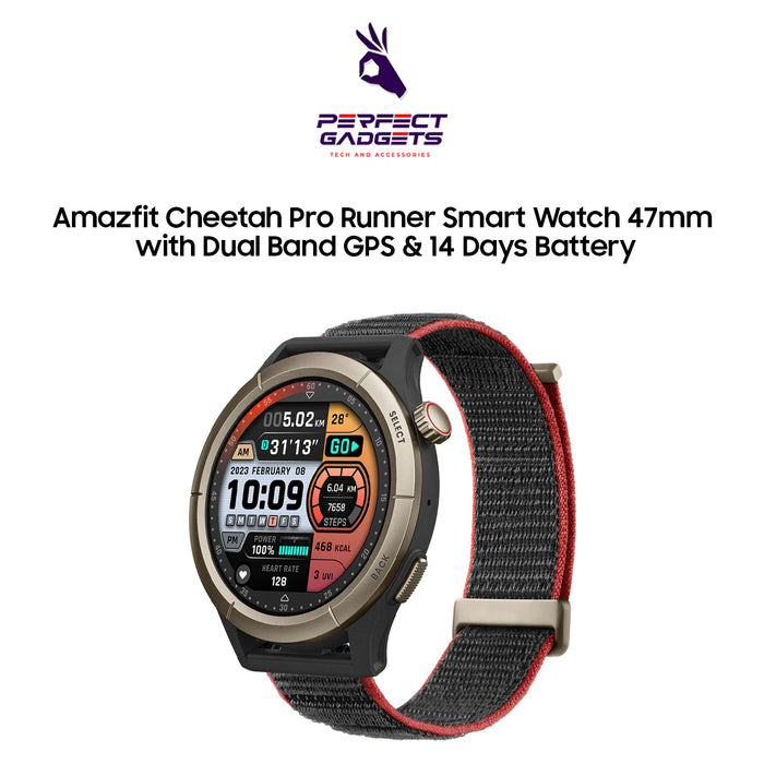 Amazfit Cheetah Pro Runner Smart Watch 47mm with Dual Band GPS & 14 Days Battery