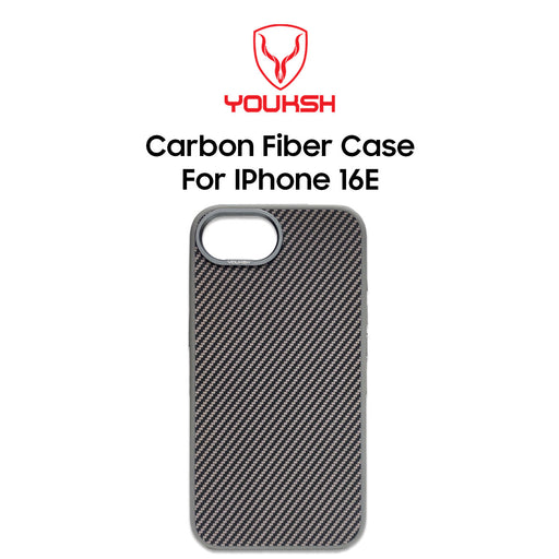 Apple iPhone 16 E Carbon Fiber Case with Magsafe Compatible charging Cover.