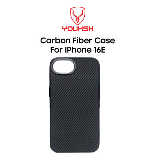 Apple iPhone 16 E Carbon Fiber Case with Magsafe Compatible charging Cover.
