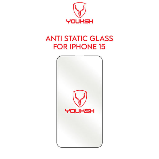 YOUKSH Apple iPhone 15 Anti Static Clear Glass Protector - YOUKSH Apple iPhone 15 (6.1) Anti Static Glass Protector -