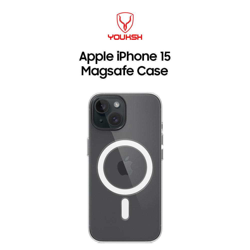 YOUKSH MagSafe Case For IPHONE 15, Clear Case With Charging Compatible, Shock Proof With Built-In Air Bag.