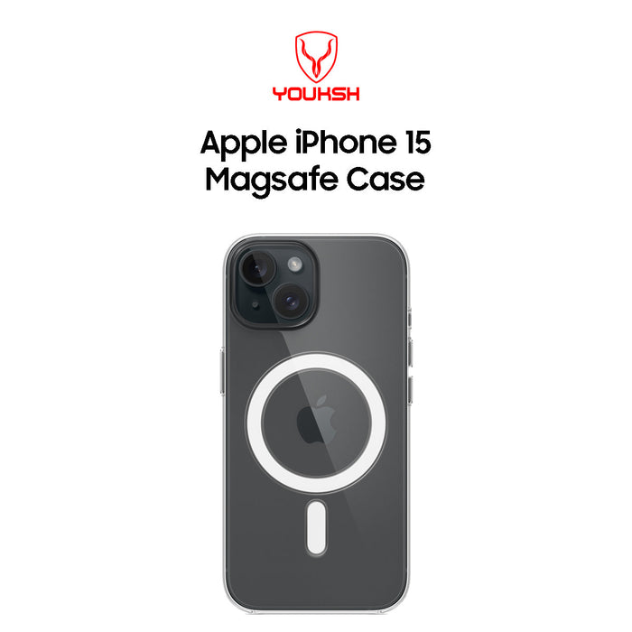 YOUKSH MagSafe Case For IPHONE 15, Clear Case With Charging Compatible, Shock Proof With Built-In Air Bag.