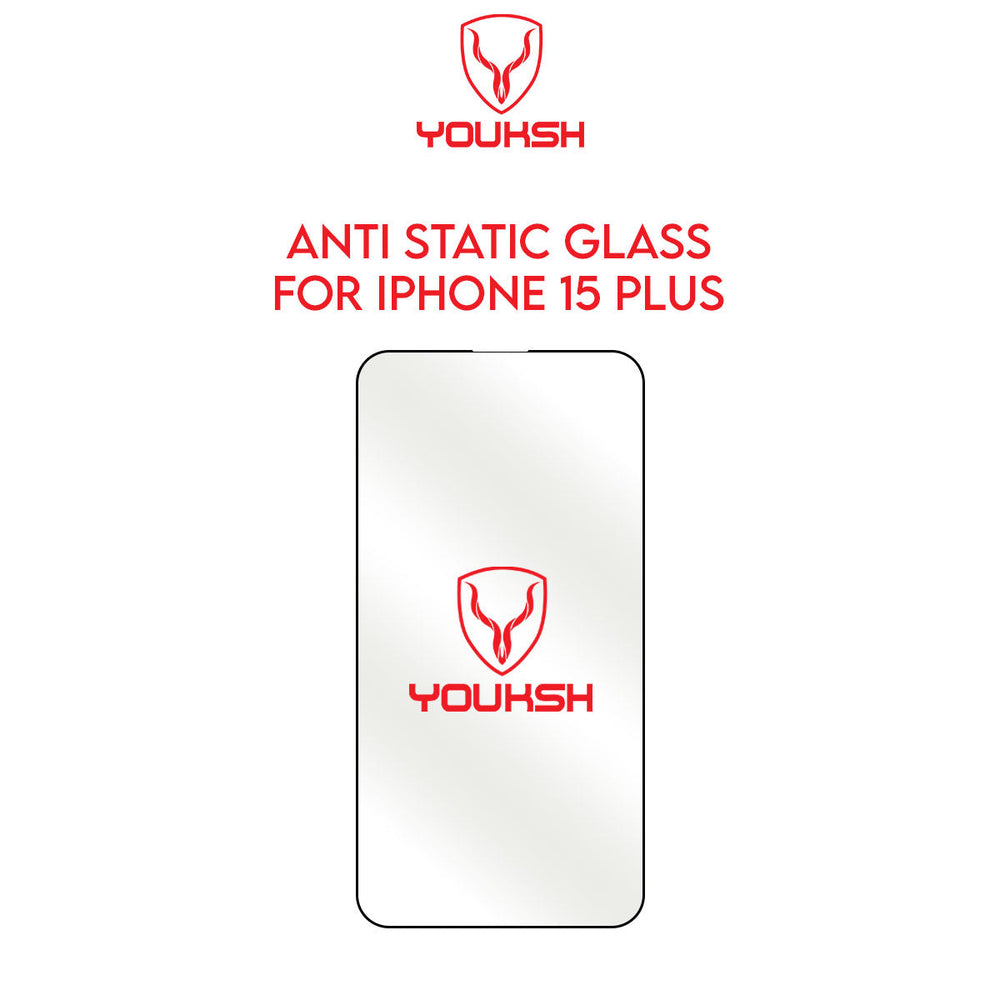 YOUKSH Apple iPhone 15 Plus Anti Static Clear Glass Protector - YOUKSH Apple iPhone 15 Plus (6.7) Anti Static Glass Protector - With YOUKSH Installation kit.