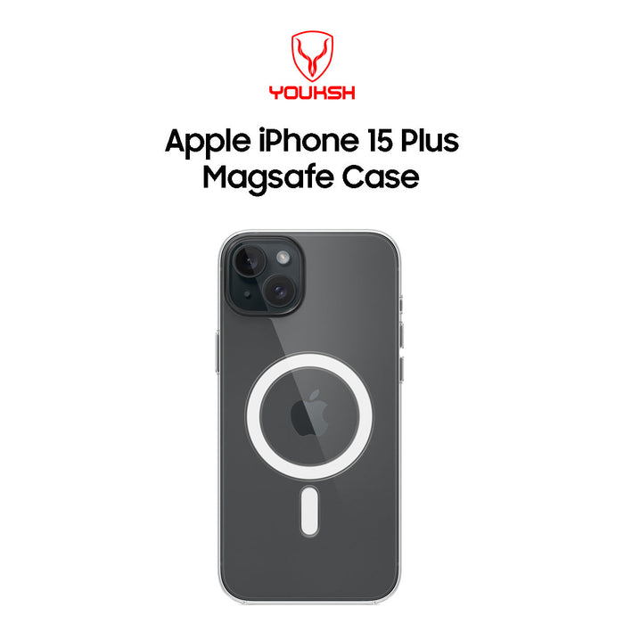YOUKSH MagSafe Case For IPHONE 15 Plus, Clear Case With Charging Compatible, Shock Proof With Built-In Air Bag.