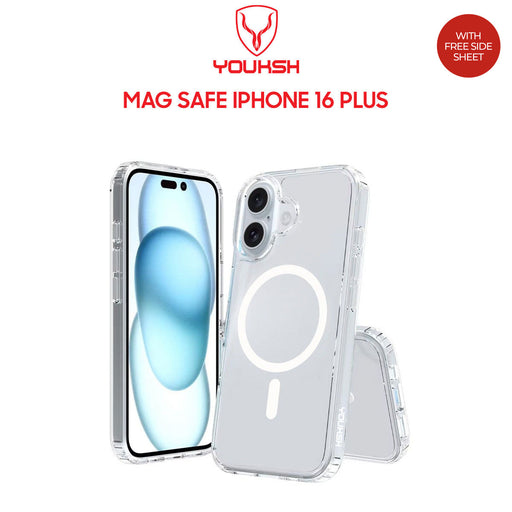 YOUKSH MagSafe Case For IPHONE 16 Plus, Clear Case With Charging Compatible, Shock Proof With Built-In Air Bag.