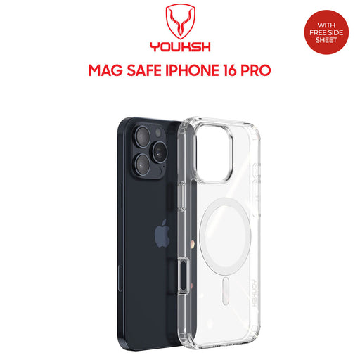 YOUKSH MagSafe Case For IPHONE 16 Pro, Clear Case With Charging Compatible, Shock Proof With Built-In Air Bag.