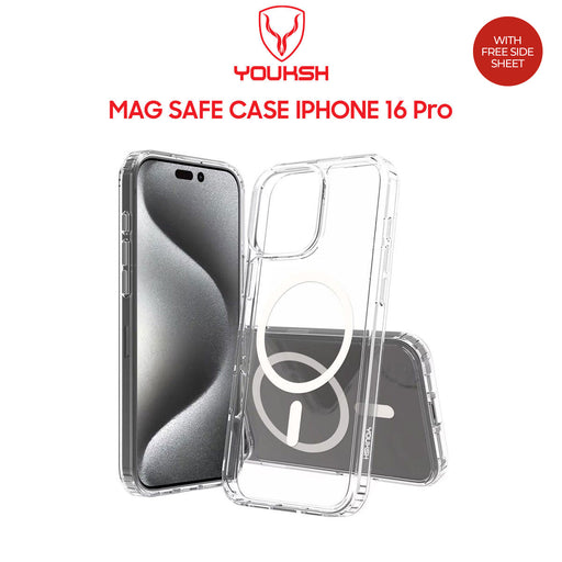 YOUKSH MagSafe Case For IPHONE 16 Pro, Clear Case With Charging Compatible, Shock Proof With Built-In Air Bag.