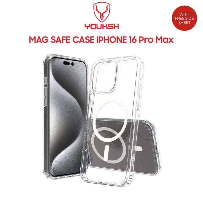 YOUKSH MagSafe Case For IPHONE 16 Pro Max, Clear Case With Charging Compatible, Shock Proof With Built-In Air Bag.