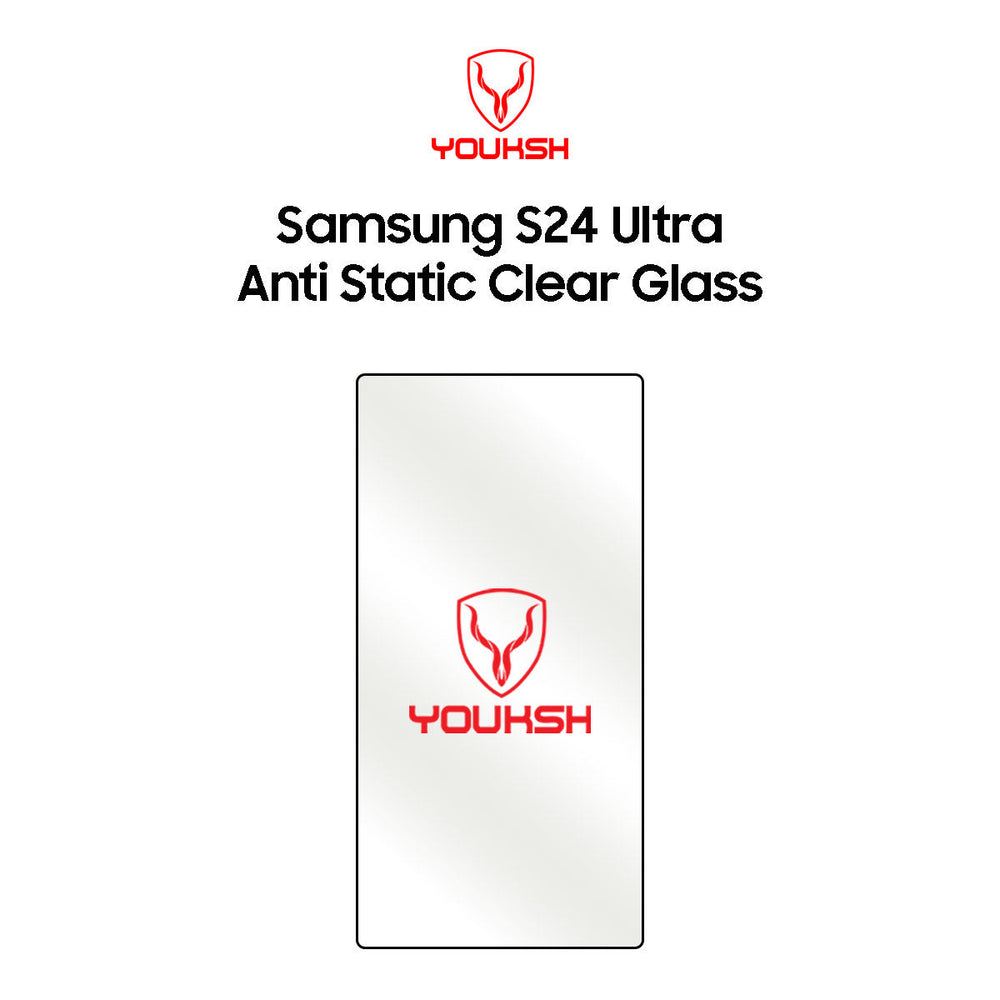 YOUKSH Samsung S24 Ultra Anti Static Clear Glass Protector - YOUKSH Samsung S24 Ultra Anti Static Glass Protector - With YOUKSH Installation kit.