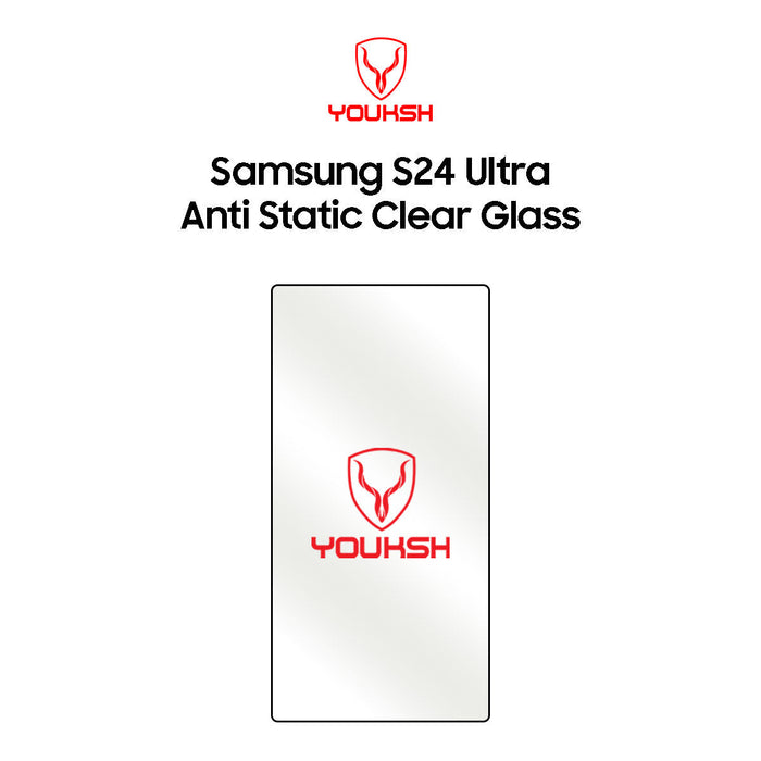 YOUKSH Samsung S24 Ultra Anti Static Clear Glass Protector - YOUKSH Samsung S24 Ultra Anti Static Glass Protector - With YOUKSH Installation kit.