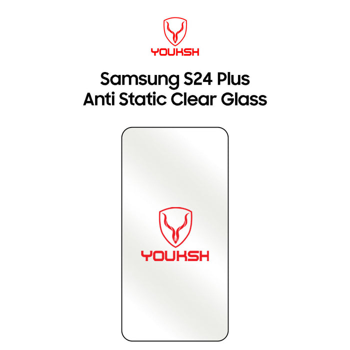 YOUKSH Samsung S24 Plus Anti Static Clear Glass Protector - YOUKSH Samsung S24 Plus Anti Static Glass Protector - With YOUKSH Installation kit