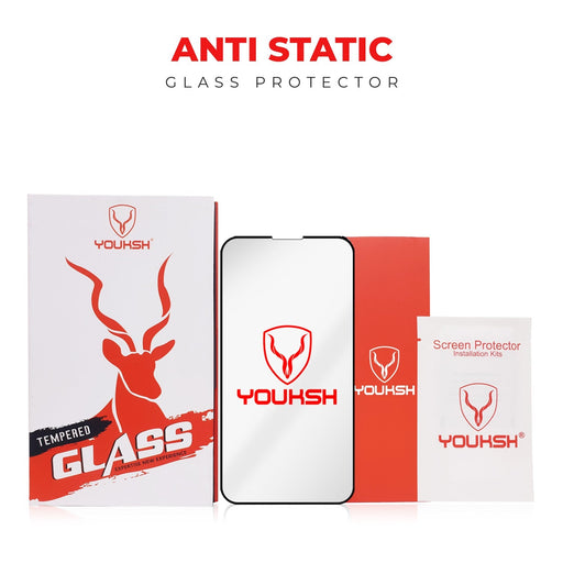 YOUKSH Apple iPhone 15 Plus Anti Static Clear Glass Protector - YOUKSH Apple iPhone 15 Plus (6.7) Anti Static Glass Protector - With YOUKSH Installation kit.