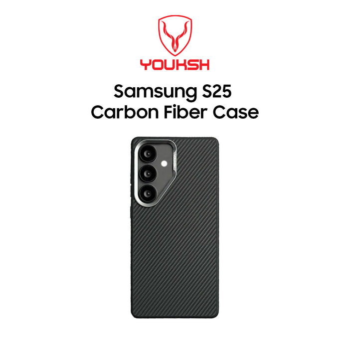 YOUKSH Carbon Fiber Matte Case For Samsung S25 Carbon Fiber Case.