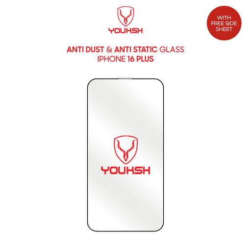 YOUKSH Apple iPhone 16 Plus Anti Static Clear Glass Protector - YOUKSH Apple iPhone 16 Plus (6.7) Anti Static Glass Protector - With YOUKSH Installation kit.