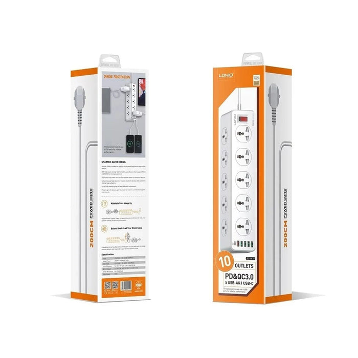 lDNIIO 10 AC Outlets Universal Power Strip SC10610