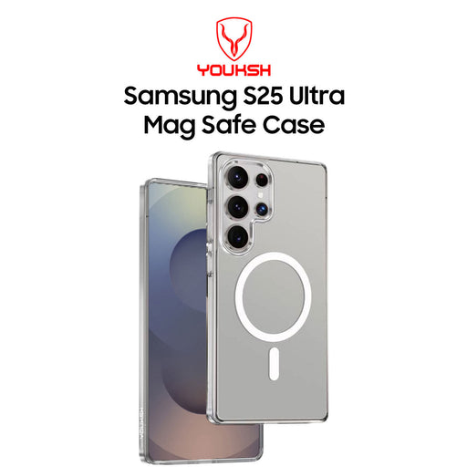 YOUKSH MagSafe Samsung S25 Ultra Clear Case - MagSafe Samsung S25 Ultra Charging Compatible Cover - Shock Proof With Built-In Air Bag Case.
