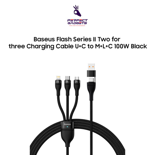 Baseus Flash Series Ⅱ Two for three Charging Cable U+C to M+L+C 100W Black