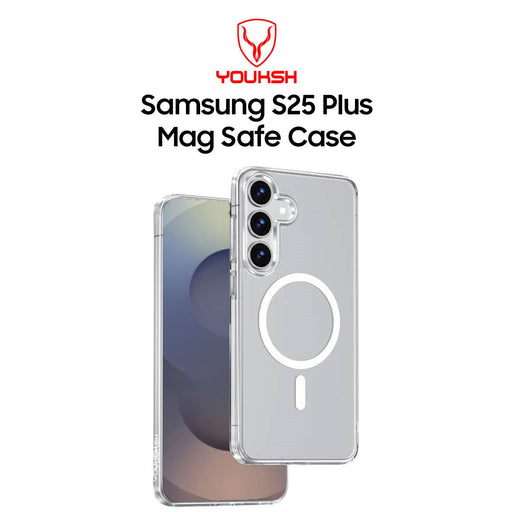 YOUKSH MagSafe Samsung S25 Plus Clear Case - MagSafe Samsung S25 Plus Charging Compatible Cover - Shock Proof With Built-In Air Bag Case.