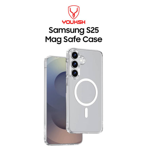 YOUKSH MagSafe Samsung S25 Clear Case - MagSafe Samsung S25 Charging Compatible Cover - Shock Proof With Built-In Air Bag Case.