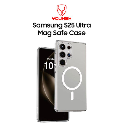 YOUKSH MagSafe Samsung S25 Ultra Clear Case - MagSafe Samsung S25 Ultra Charging Compatible Cover - Shock Proof With Built-In Air Bag Case.
