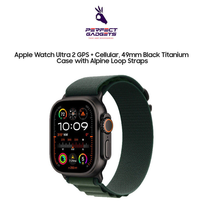 Apple Watch Ultra 2 [GPS + Cellular, 49mm] Black Titanium Case with Alpine Loop straps
