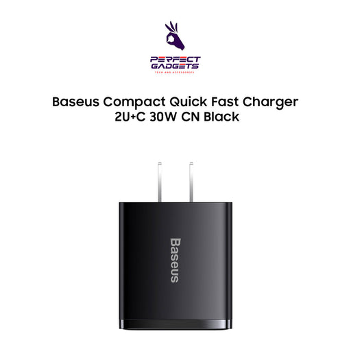 Baseus Compact Quick Fast Charger 2U+C 30W CN Black