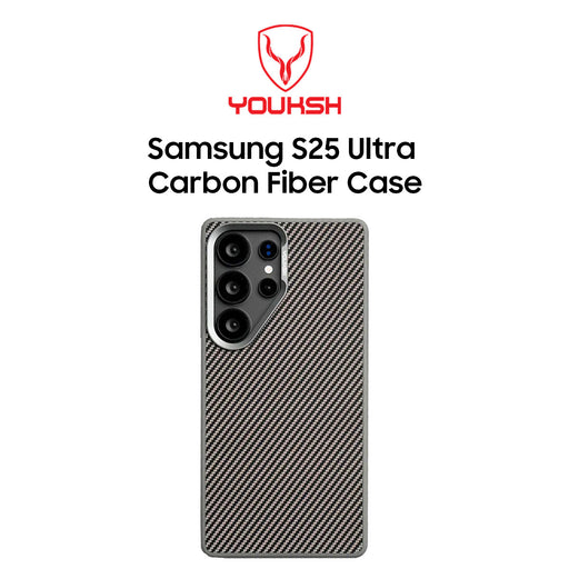 YOUKSH Carbon Fiber Matte Case For Samsung S25 Ultra. Samsung S25 Ultra Carbon Fiber Case.
