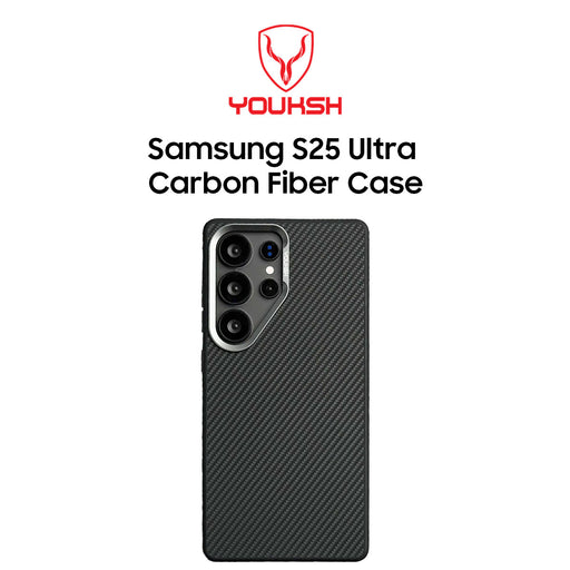 YOUKSH Carbon Fiber Matte Case For Samsung S25 Ultra. Samsung S25 Ultra Carbon Fiber Case.
