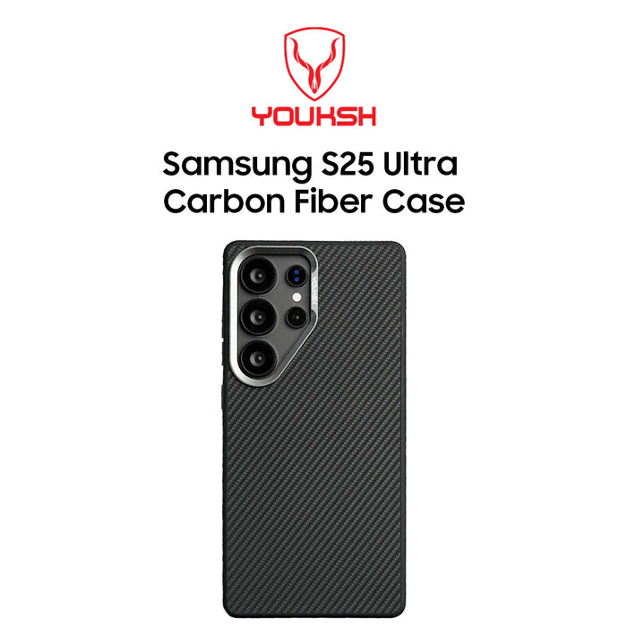 YOUKSH Carbon Fiber Matte Case For Samsung S25 Ultra. Samsung S25 Ultra Carbon Fiber Case.