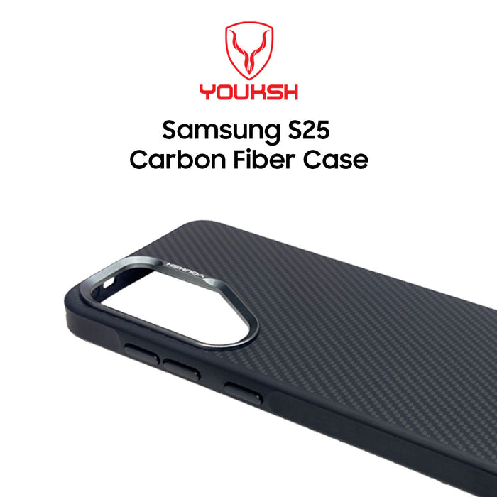 YOUKSH Carbon Fiber Matte Case For Samsung S25 Carbon Fiber Case.