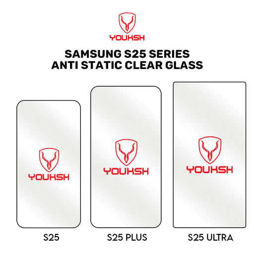YOUKSH Samsung Galaxy S25 Plus Anti Static Clear Glass Protector - YOUKSH Samsung S25 Plus Anti Static Glass Protector - With YOUKSH Installation kit.
