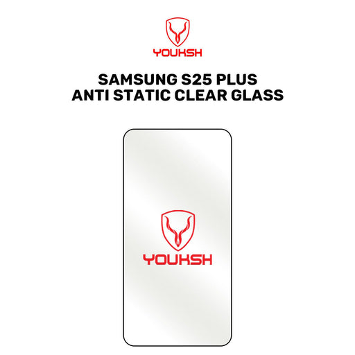 YOUKSH Samsung Galaxy S25 Plus Anti Static Clear Glass Protector - YOUKSH Samsung S25 Plus Anti Static Glass Protector - With YOUKSH Installation kit.